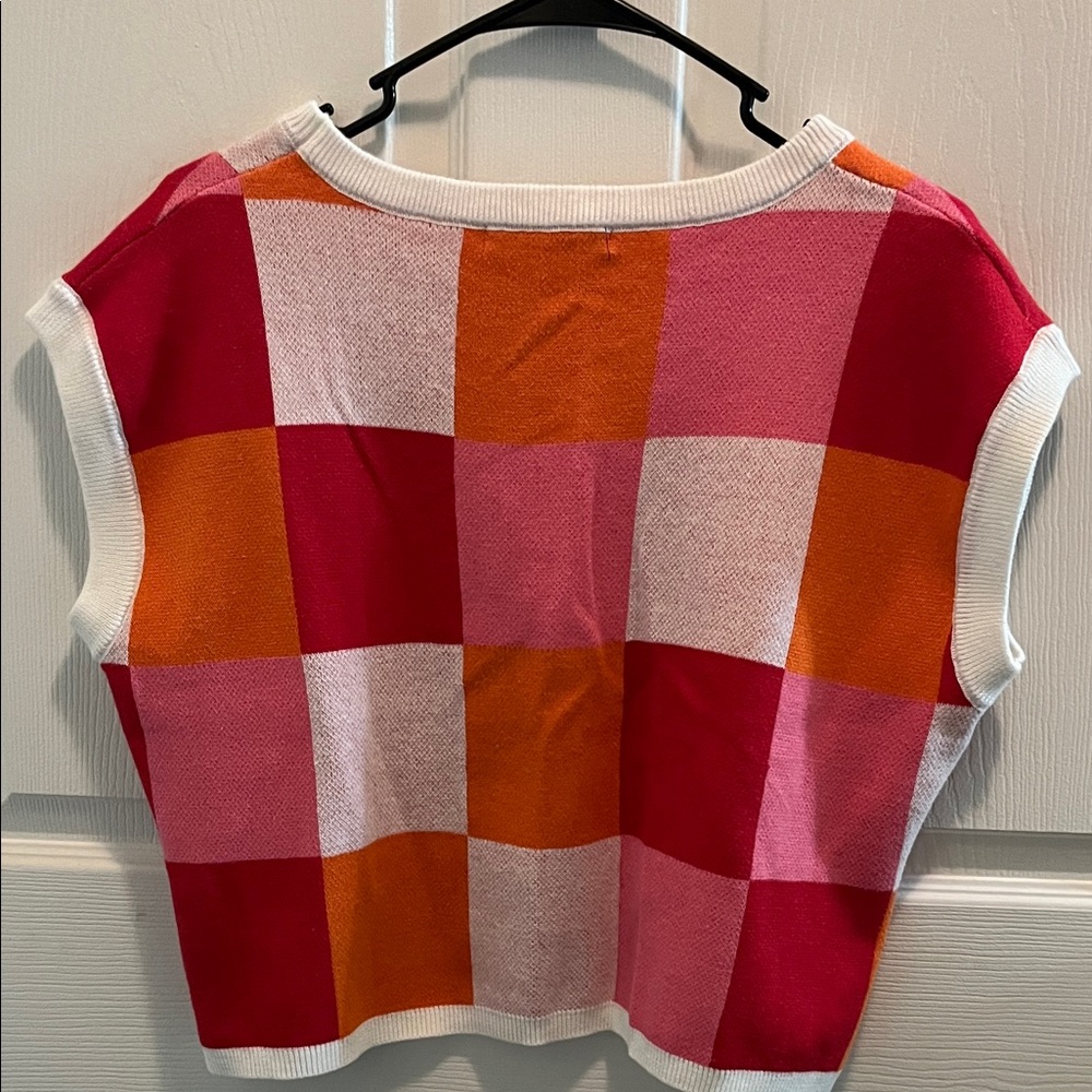 Iris Red and Orange Checkered Sweater - Picture 3 of 3